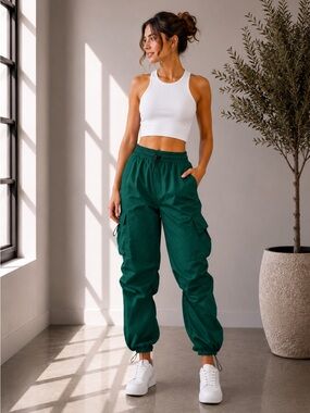 263. Parachute Dark Green Cargo Jogger Pants